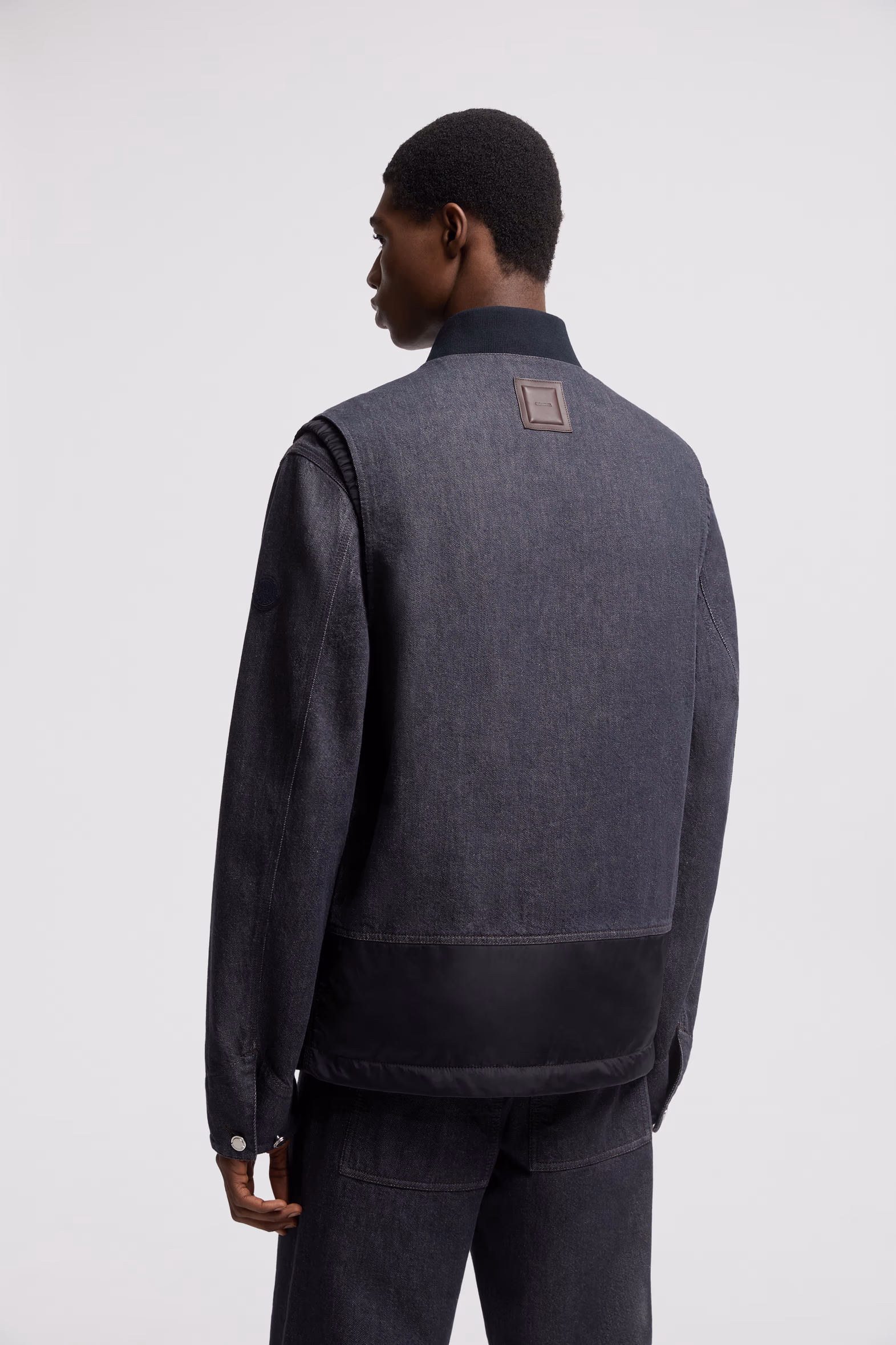 Ranche Denim Down Vest Men Denim Blue Moncler 5